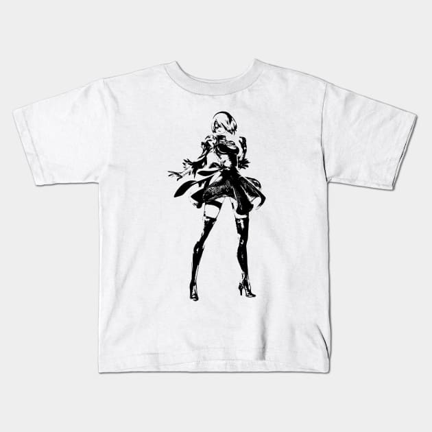 Weathered 2B Nier Automata Kids T-Shirt by TortillaChief